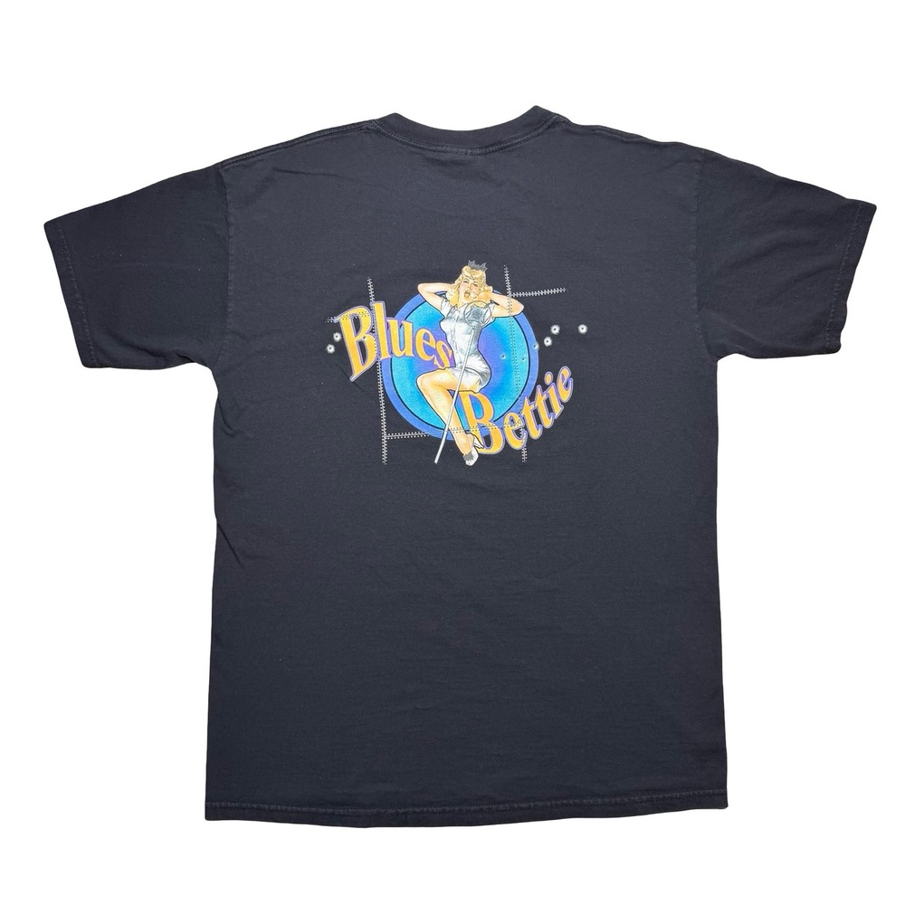 Vintage 90s Blues Bettie music band - WWII nose art military girl style shirt - Picture 3 of 4